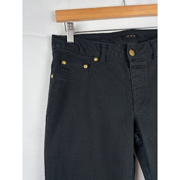 Iman Womens Black Straight-Leg Jeans S - Picture 2 of 5